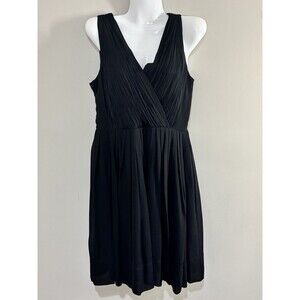 Talbots Sleeveless Black Fully Lined Pleated A- Line Silk Dress Women’s Sz 10p
